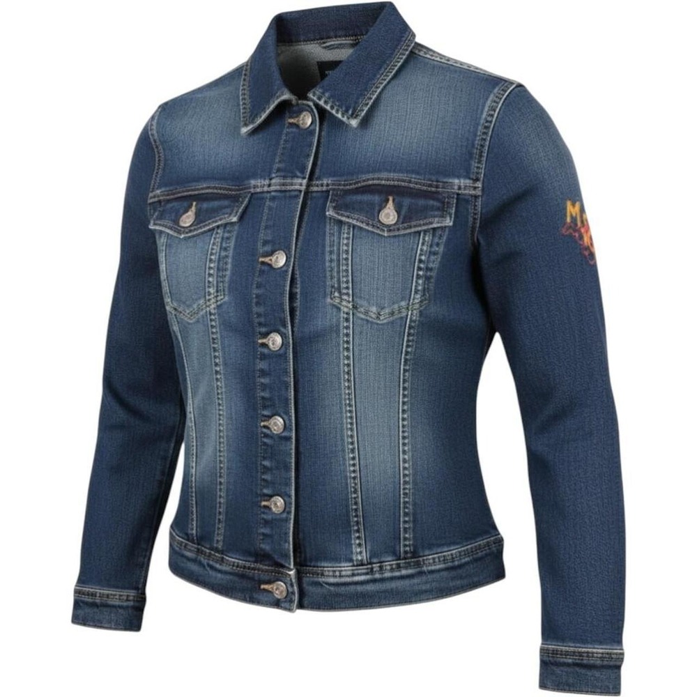 Y2K  Vintage Marithé‎ + François Girbaud blue denim jacket with applique.